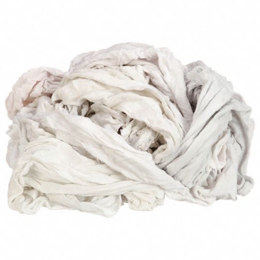Zoro Select 340-25N Recycled Cotton T-Shirt Rags 25 lb. Varies White