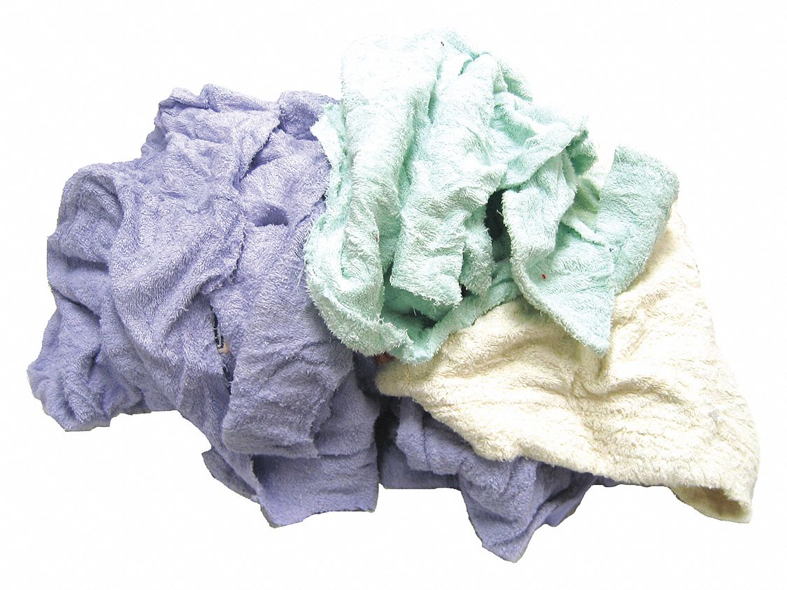 GRAINGER APPROVED Cloth Rag, Terry Cloth, Assorted, Varies, 25 lb