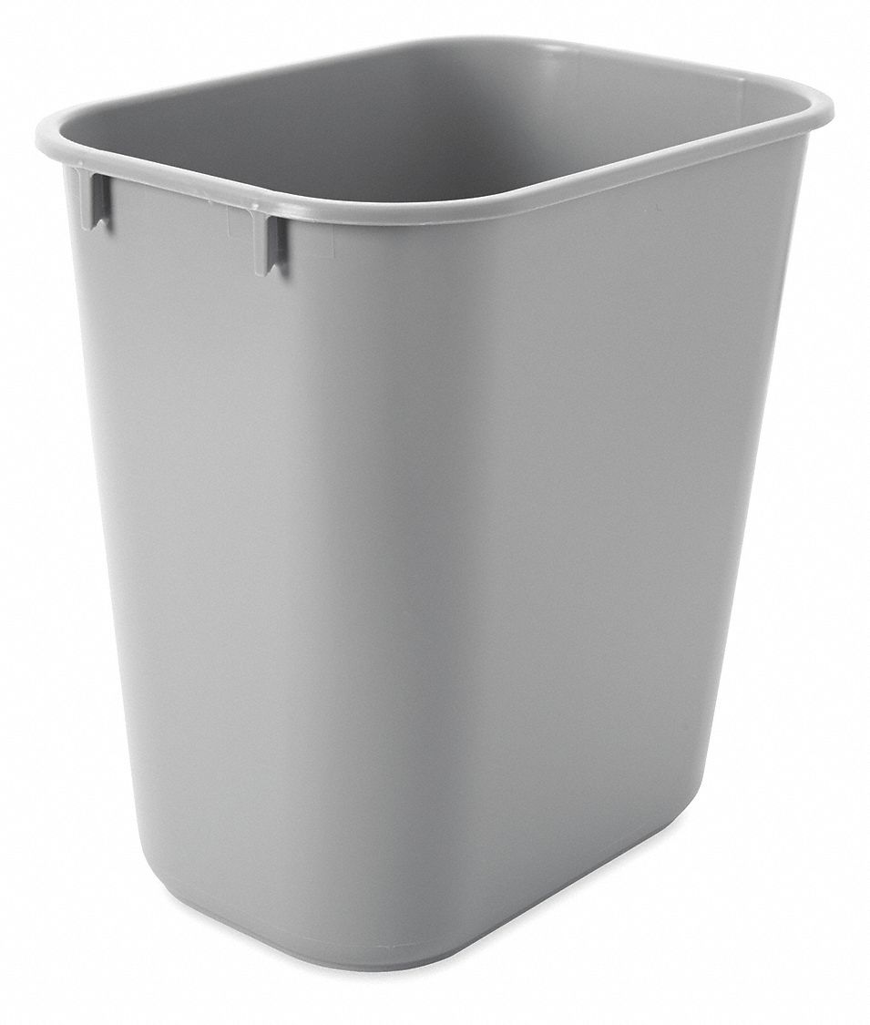 Rubbermaid Commercial Deskside Plastic Wastebasket Rectangular 3.5 Gal Gray