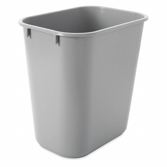 Rubbermaid Commercial Deskside Plastic Wastebasket Rectangular 3.5 Gal Gray