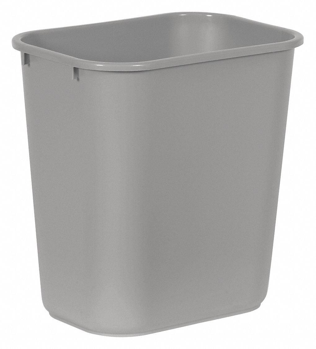 Rubbermaid 41 qt Grey Plastic Soft-Side Waste Basket - 15 1/4L x