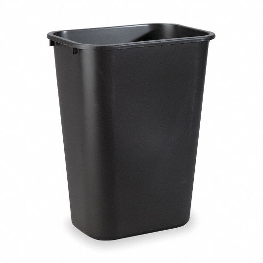 10.38 Gal. Black Rectangular Trash Can