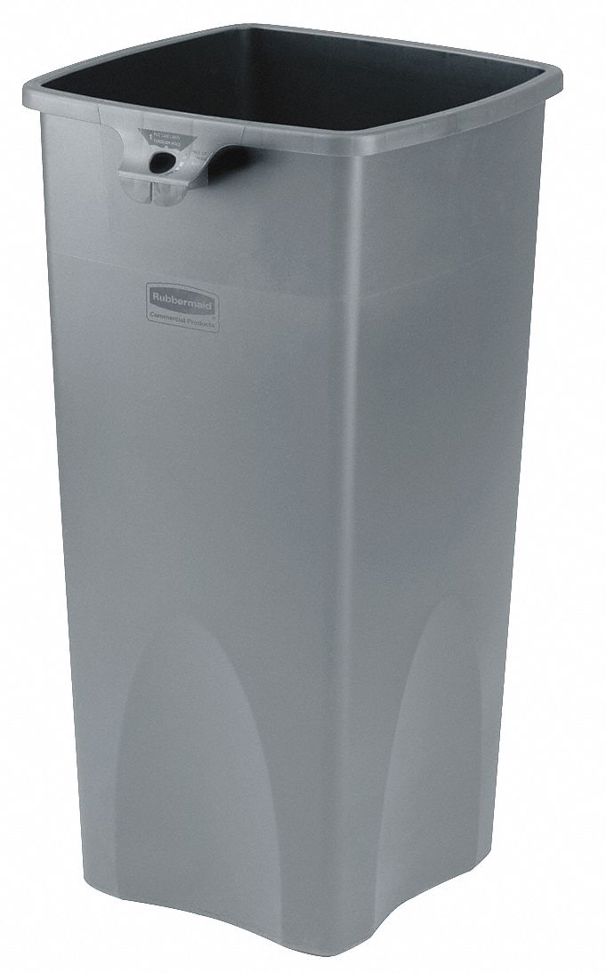 Rubbermaid FG295700GRAY Untouchable Gray Under-Desk Trash Can, 41 qt