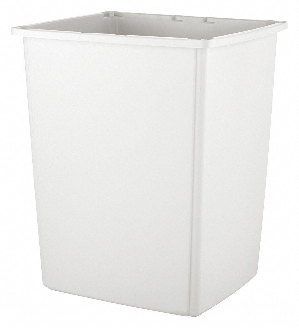 RUBBERMAID COMMERCIAL PRODUCTS 56 gal Square Trash Can, Plastic, White