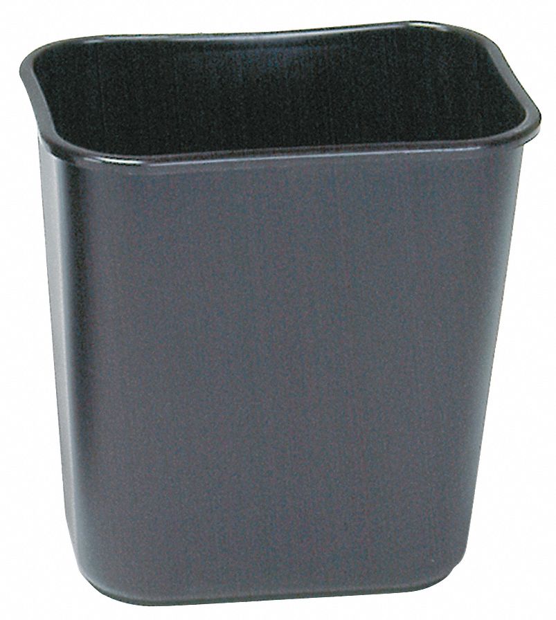 RUBBERMAID Bote de Basura, 3 gal., Utilitario, Rectangular, Negro, Diá