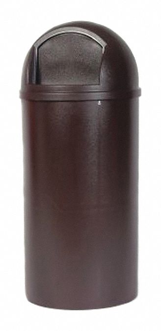 TRASH CAN, MARSHAL, ROUND, BROWN, 25 GALLON CAPACITY, 42 IN OVERALL H