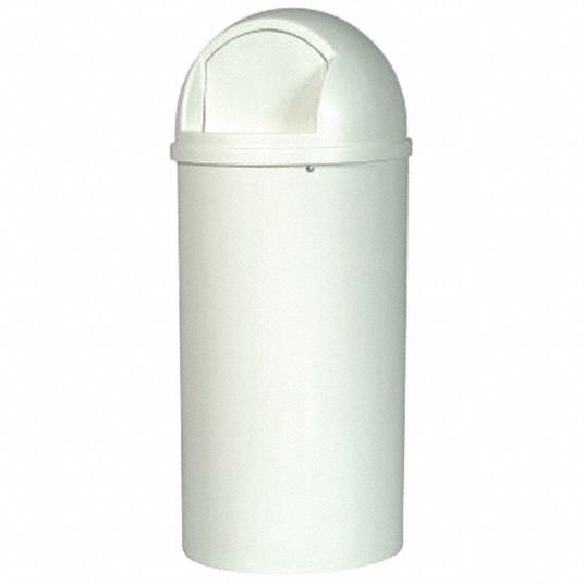 RUBBERMAID COMMERCIAL PRODUCTS 25 gal Round Trash Can, Plastic, White