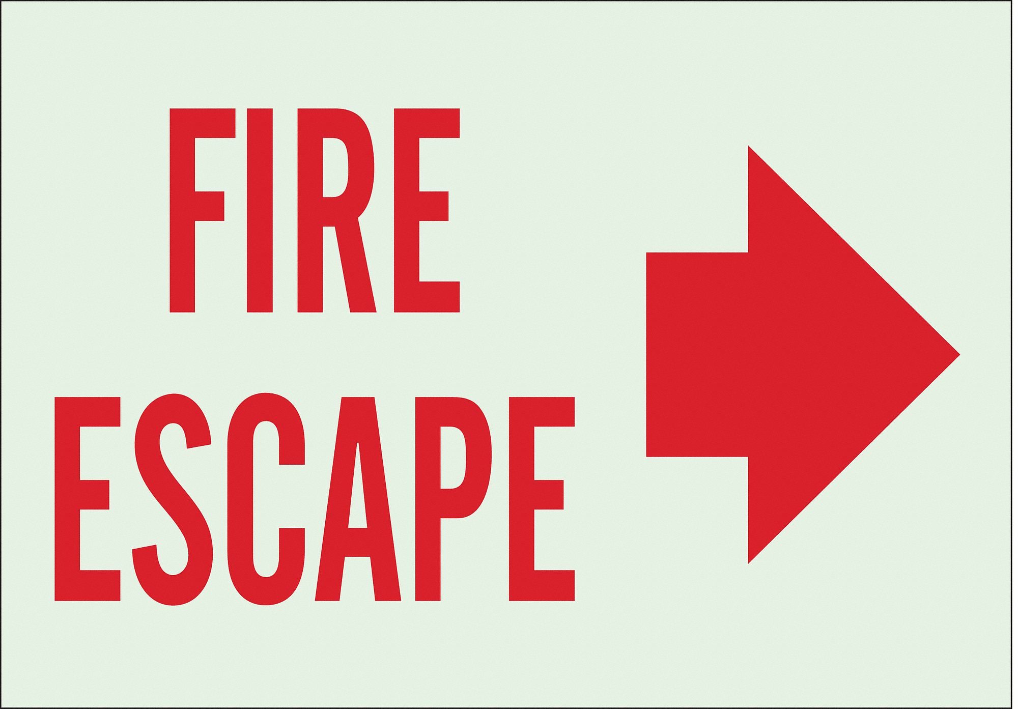 FIRE ESCAPE SIGN, PLASTIC, 14 IN WIDTH, 10 IN HEIGHT, WITH MOUNTING HOLES