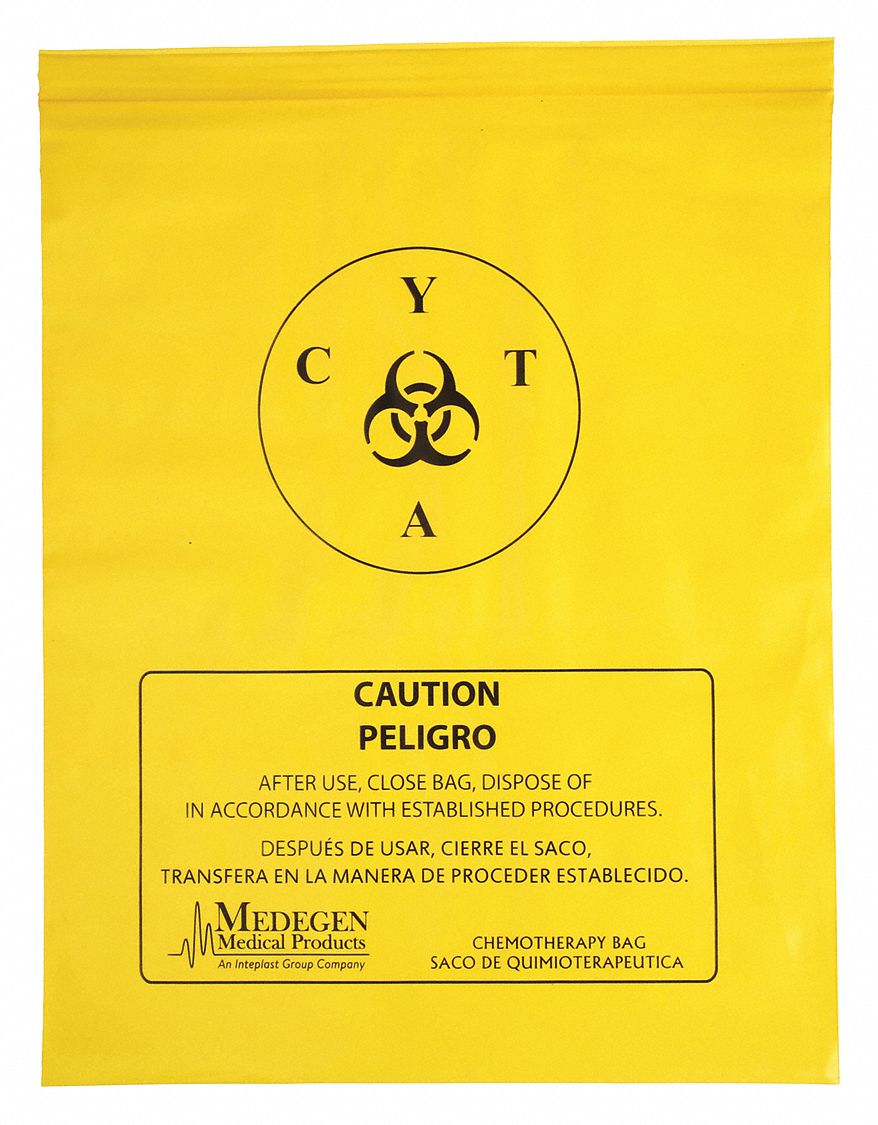 CHEMO WASTE BAG,YELLOW,15 IN. L,PK