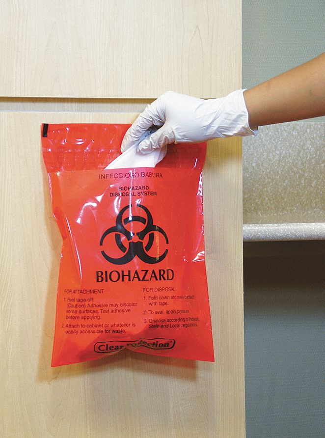 GRAINGER APPROVED Biohazard Bags, 1/2 gal, Polyethylene, Red, Biohazard