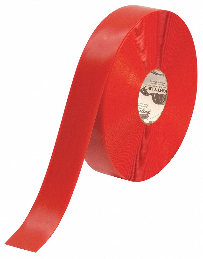 FLOOR MARKING TAPE, EXTRA-DURABLE, SOLID, RED, 2 IN X 100 FT, 50 MIL THICKNESS, MIGHTY LINE