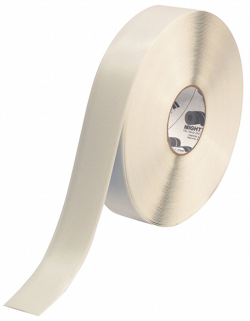 FLOOR MARKING TAPE, EXTRA-DURABLE, SOLID, WHITE, 2 IN X 100 FT, 50 MIL THICKNESS, MIGHTY LINE