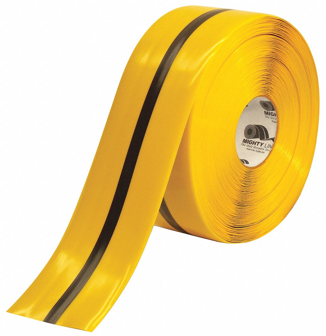 MIGHTY LINE Floor Marking Tape, Solid with Center Line, Continuous Roll