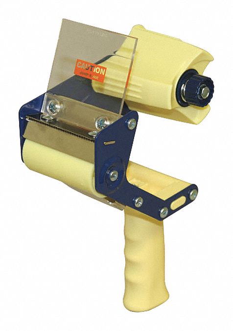 HANDHELD TAPE DISPENSER, LIGHT, FOR 3 IN MAX TAPE W, FOR 3 IN TAPE CORE DIA, PISTOL, PLASTIC/STEEL