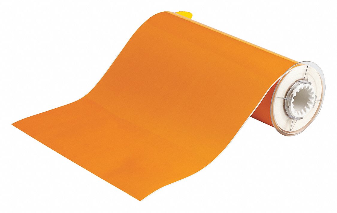 Continuous Label Stock: 10 in x 50 ft, Polyester, Yellow (Gloss), Indoor/Outdoor