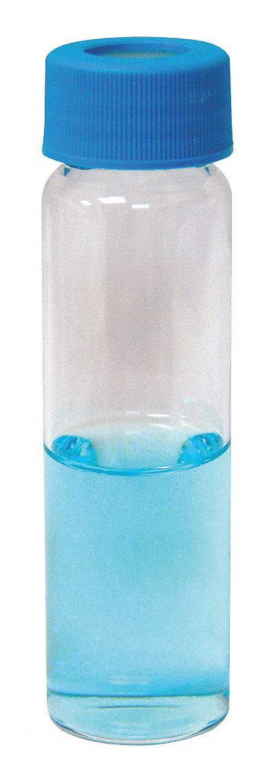 Glass Vial with Septa: Borosilicate Glass, 40 mL Capacity - mL, 1.35 fl oz Capacity - oz, Clear, A
