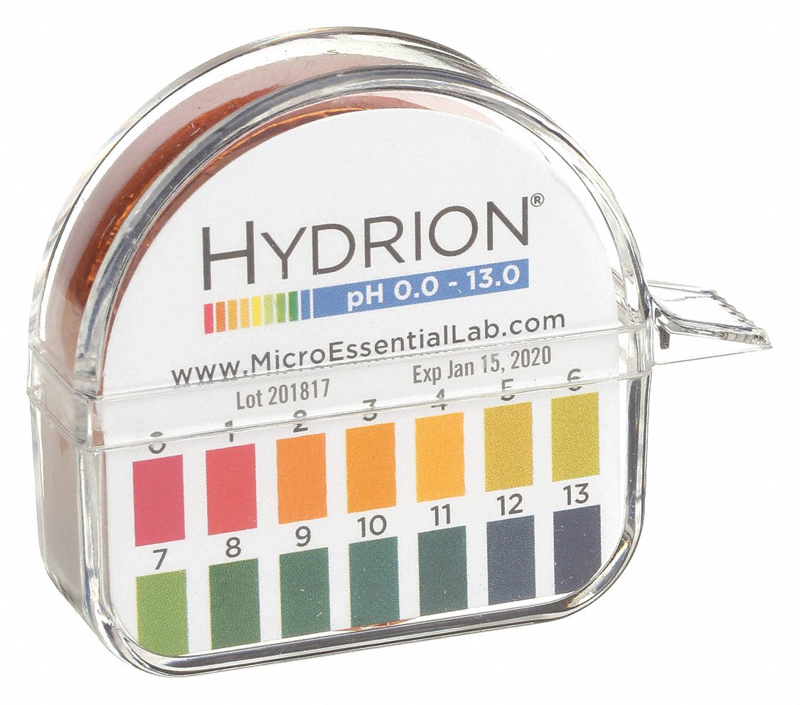 pH Paper: 1.0 pH, 15 ft Overall Lg, 1/8 in Overall Wd, 200 Tests, 0 ppm Min Measurement One