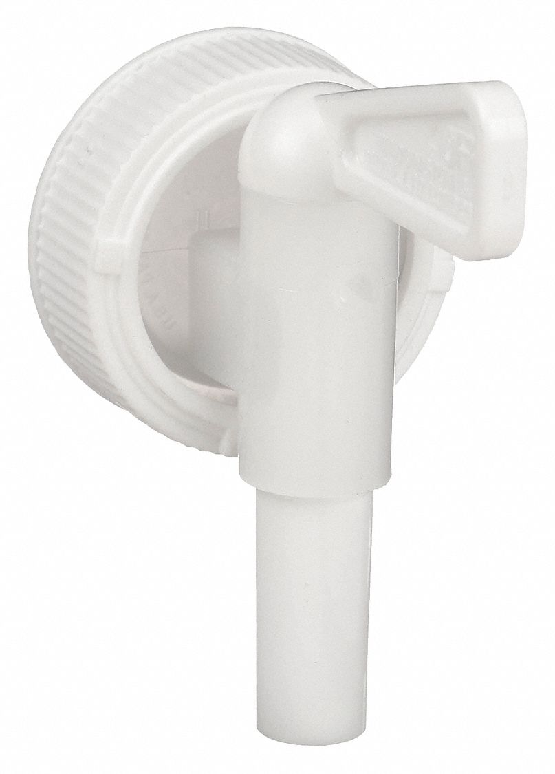 Carboy: Spigot, HDPE, Includes Closure, White, 57 mm Overall Wd, 36.5 mm Body Dia, HDPE