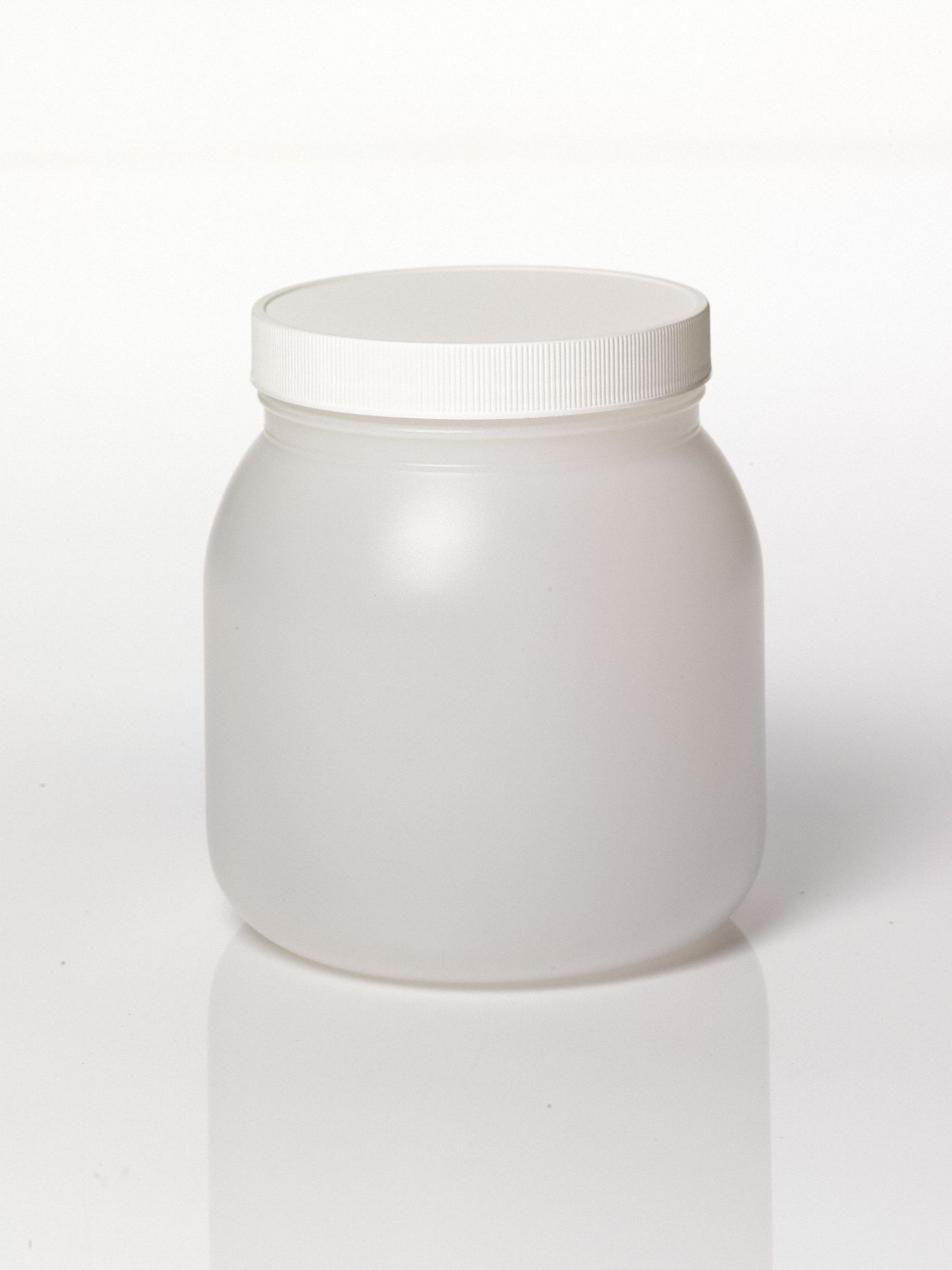 Jar: HDPE, 64 fl oz Capacity - oz, 1.89 L Capacity - mL, 149 mm Body Dia, 160 mm Overall Ht, Round