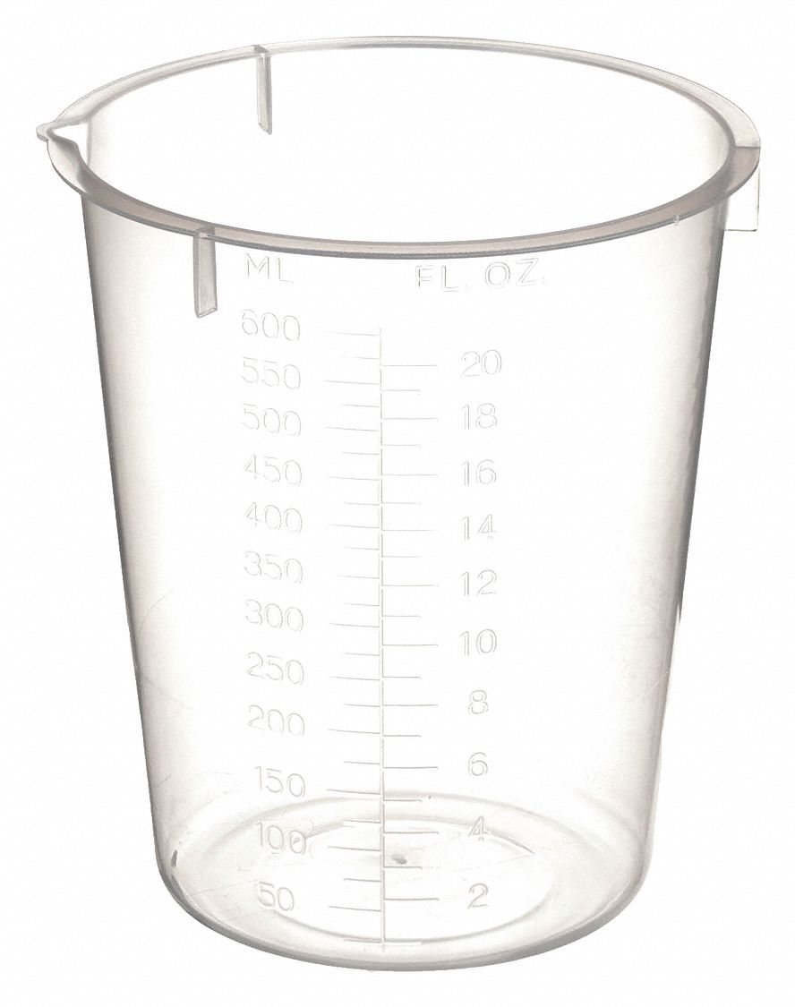 Beaker: Low Form, 600 mL Capacity - mL, 20.28 fl oz Capacity - oz, 107 mm Outside Dia, Non-Sterile