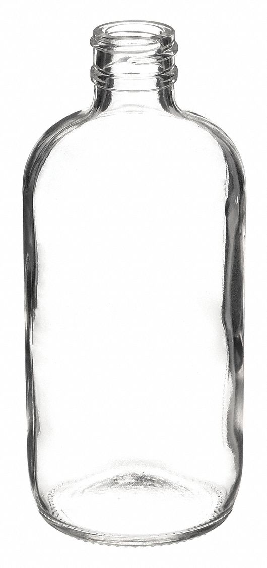 Safety Coated Bottle: Safety Coated Glass, 240 mL Capacity - mL, 8 fl oz Capacity - oz, Non-Sterile