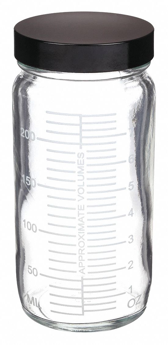 Graduated Bottle: Soda Lime Glass, 250 mL Capacity - mL, 8 fl oz Capacity - oz, 62 mm Body Dia