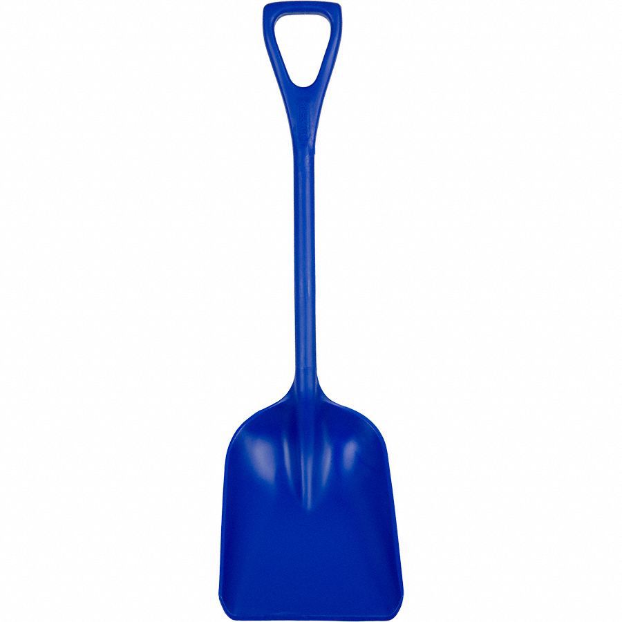 Hygienic Shovel: Blue, 14 in Blade Lg, 10 1/4 in Blade Wd, Square Point, Polypropylene