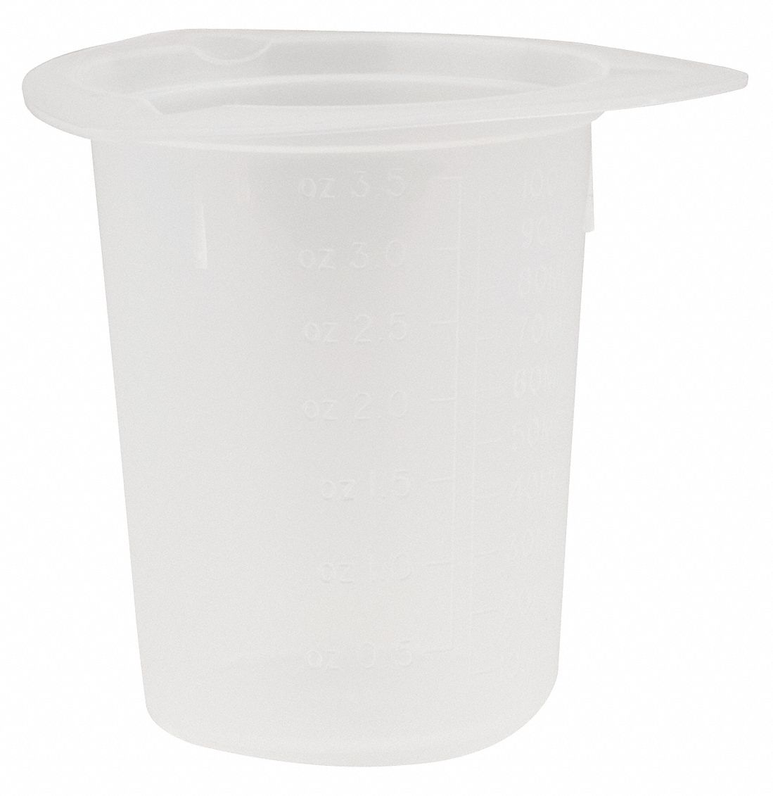 GRAINGER APPROVED Plastic Disposable Beaker, Low Form, 2 to 100mL, 100