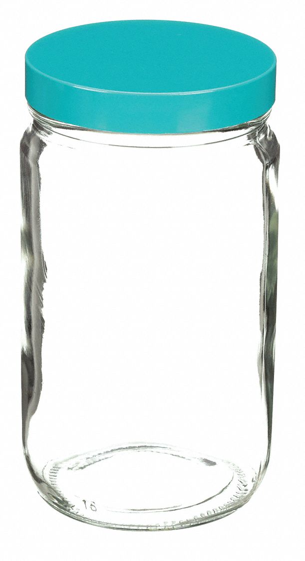 Jar: Glass, 960 mL Capacity - mL, 32 fl oz Capacity - oz, Closure Included, 95 mm Body Dia, Sampling