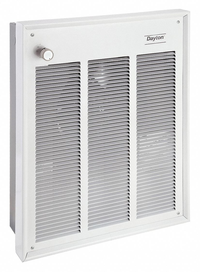 RECESSED ELECTRIC WALL-MOUNT HEATER, 3,600/4,800W, 240/277V ACASE, WHITE, UNIT-MOUNTED