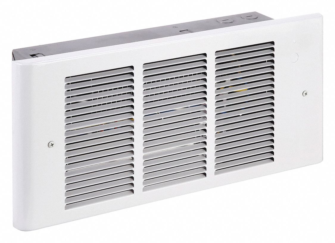 Recessed Electric Wall-Mount Heater: 375 W/750 W/1125 W/1500 W, 120V AC, 1 Phase, White