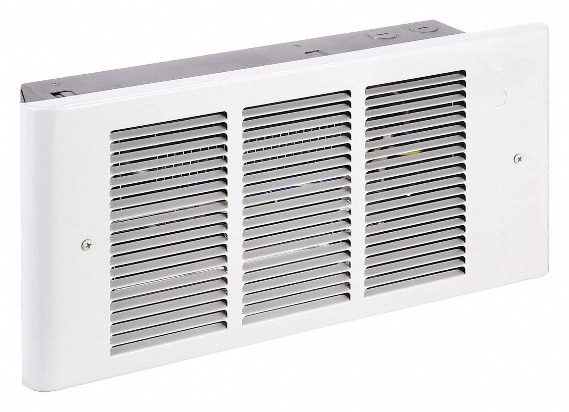 RECESSED ELECTRIC WALL-MOUNT HEATER, 375WITH 750/1,125WITH 1,500W, 120V ACASE, WHITE
