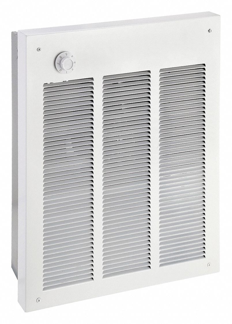 RECESSED ELECTRIC WALL-MOUNT HEATER, 1,500/3,000W, 240V ACASE, 240V AC, 1-PHASE, WHITE