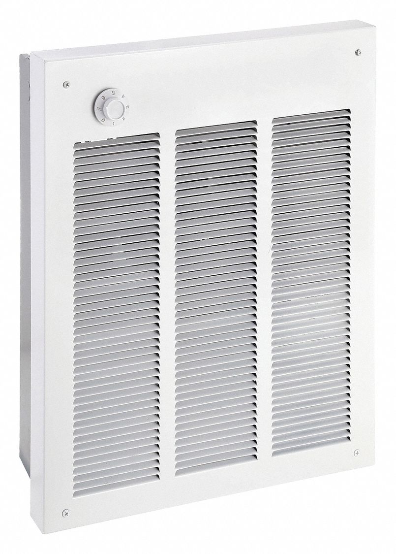 RECESSED ELECTRIC WALL-MOUNT HEATER, 1,800/3,600/2,400/4,800W, 208/240V AC, 1 PHASE, WHITE