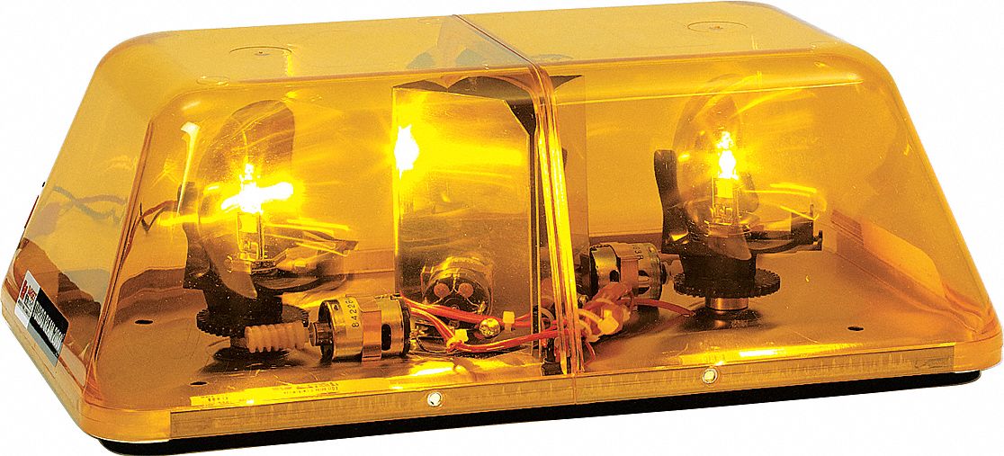 FEDERAL SIGNAL Amber Mini Lightbar, Strobe Lamp Type, Permanent