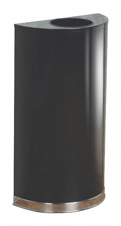 TRASH CAN,HALF ROUND,12 GAL.,BLACK