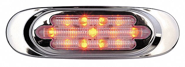 Clearance Marker Light: Clearance Light, LED, Round, Surface Mount, Amber, Hole, Pigtail