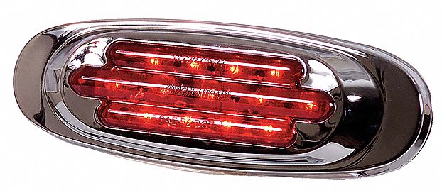 Clearance Marker Light: Clearance Light, LED, Round, Surface Mount, Red, Hole, Pigtail, IP67