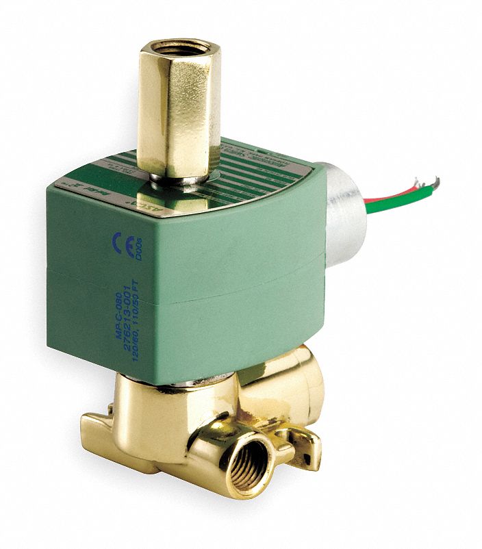 SOLENOID VALVE: 3-WAY, CONFIGURABLE, ¼ IN PIPE SIZE, 110V AC/120V AC, QUICK EXHAUST