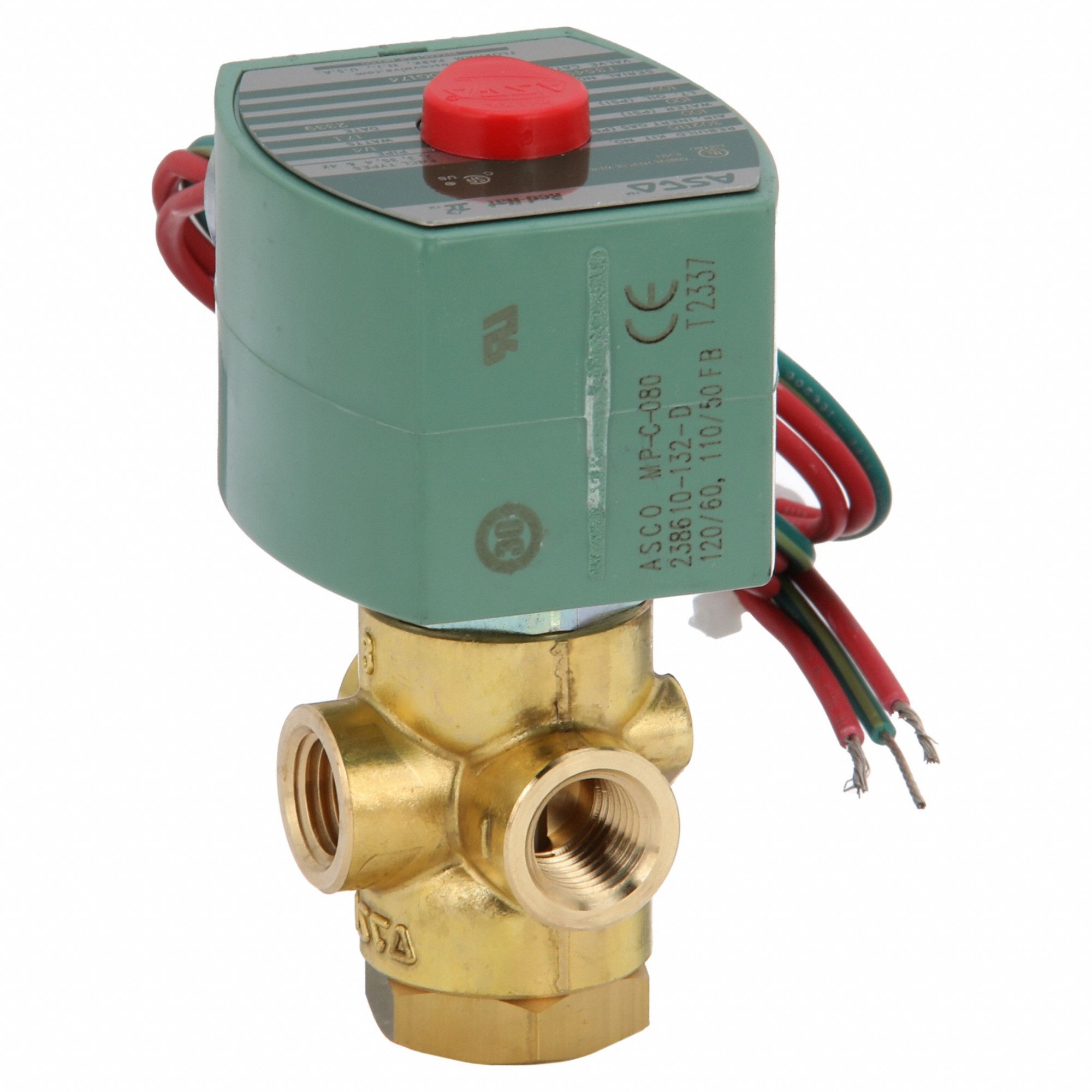 SOLENOID VALVE: 3-WAY, CONFIGURABLE, ¼ IN PIPE SIZE, 110V AC/120V AC, QUICK EXHAUST