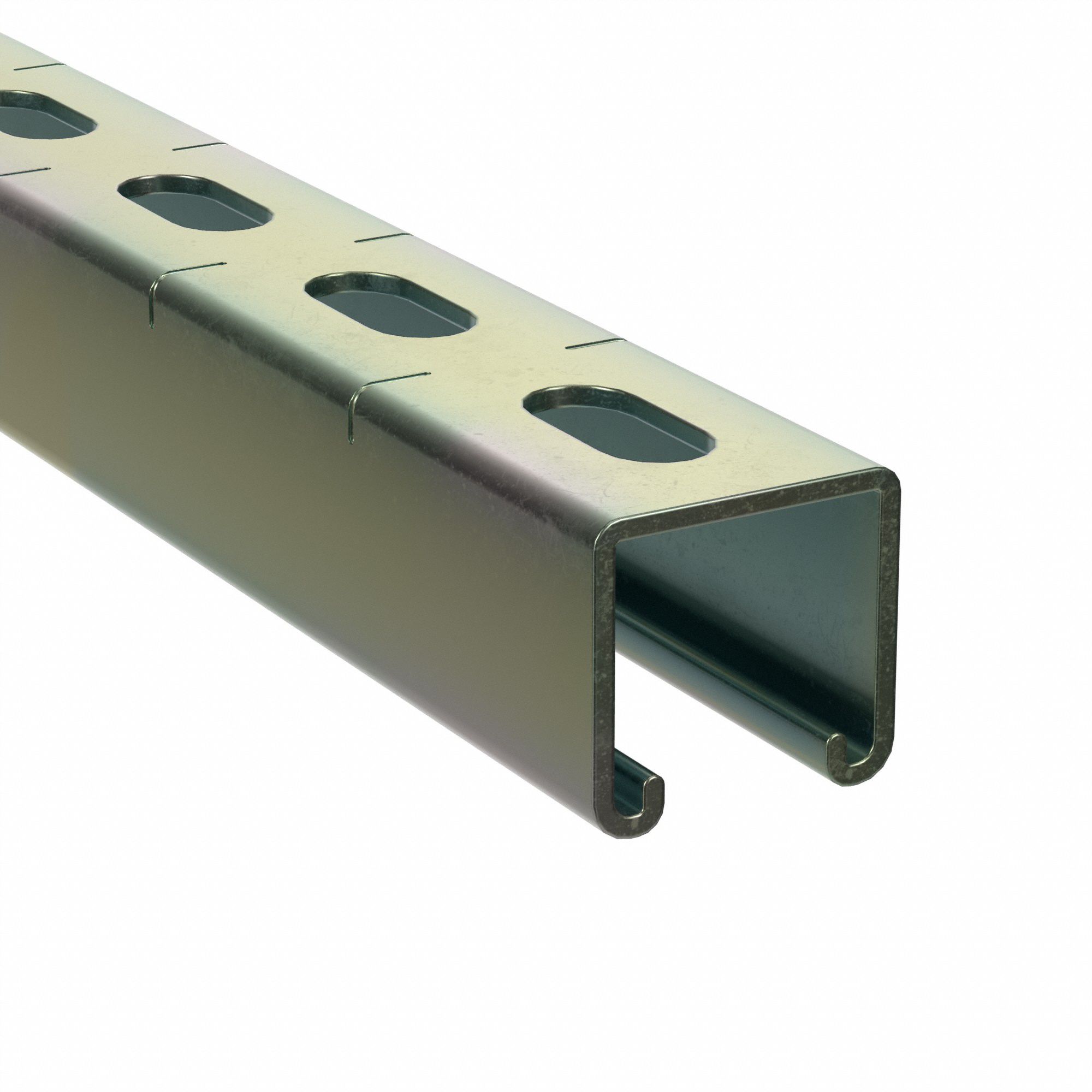 Strut Channel - Slotted: Steel, Electroplated, 12 ga Gauge, Slotted Holes, Single Strut Channel