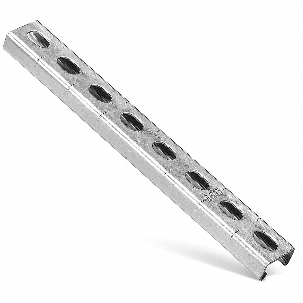 STRUT CHANNEL - SLOTTED, STEEL, ELECTROPLATED, 14 GA GAUGE, SLOTTED HOLES, SINGLE STRUT CHANNEL