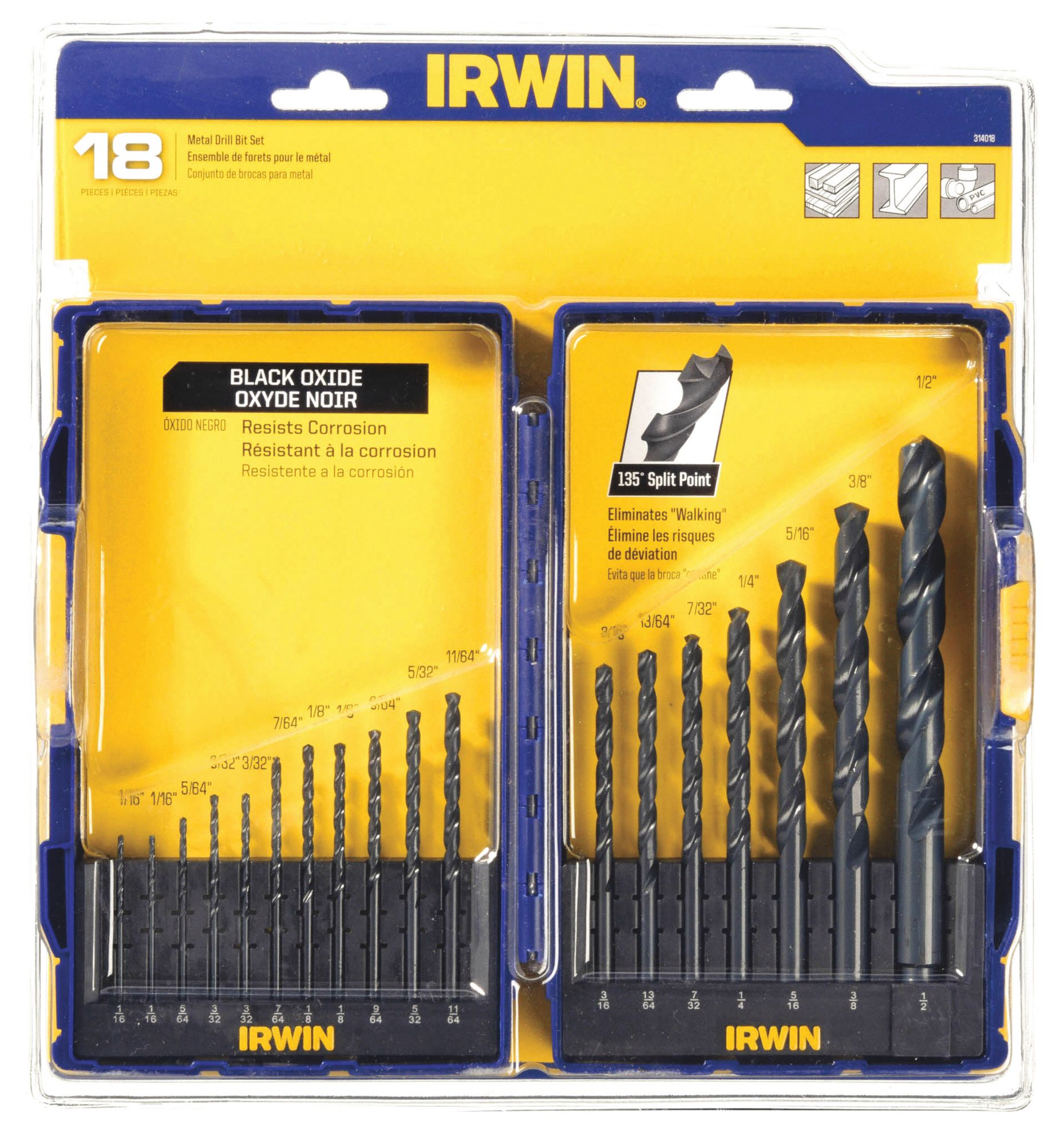 Reduced Shank Drill Set, 18pc, HSS