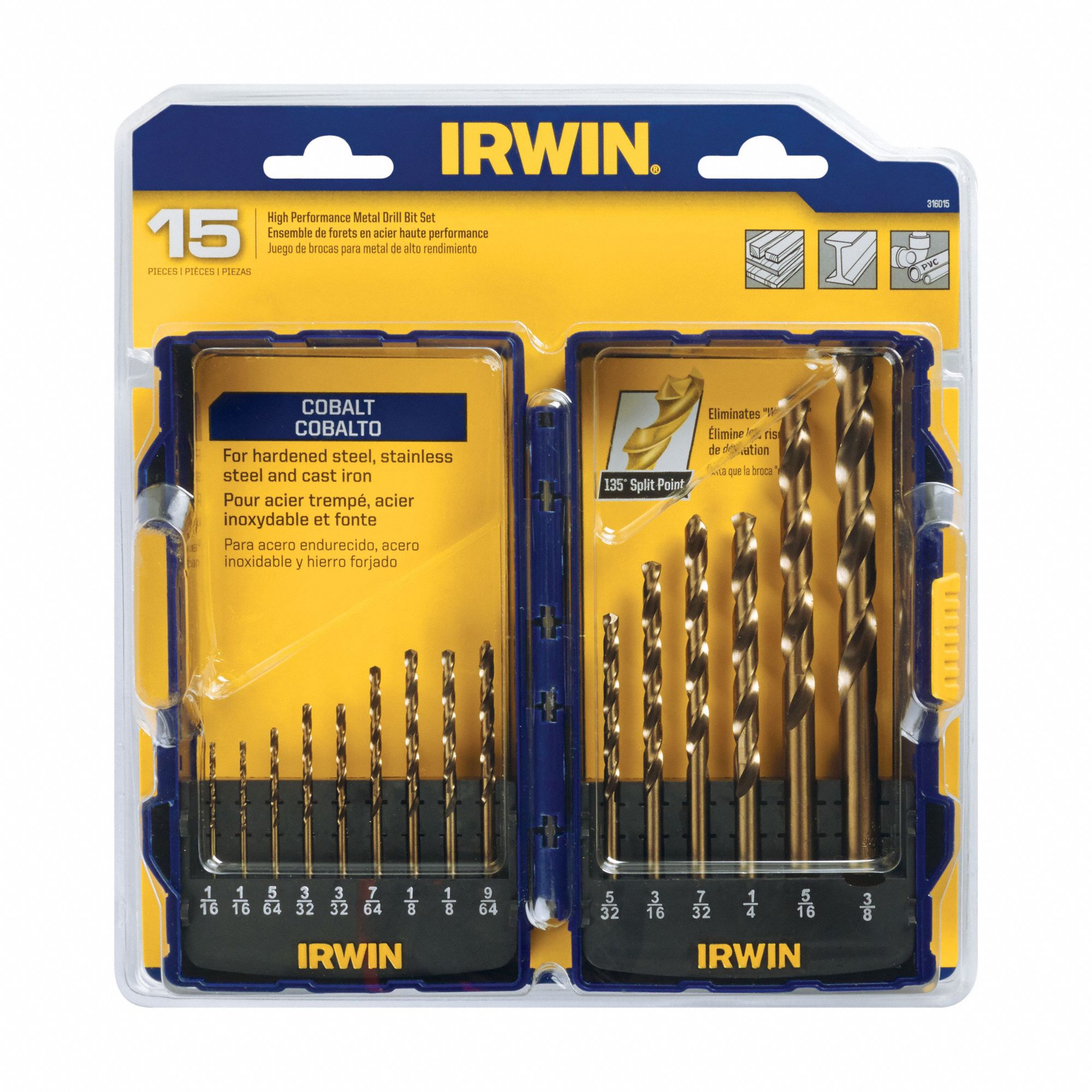 IRWIN Jobber Length Drill Set, Number of Drill Bits 15, 135