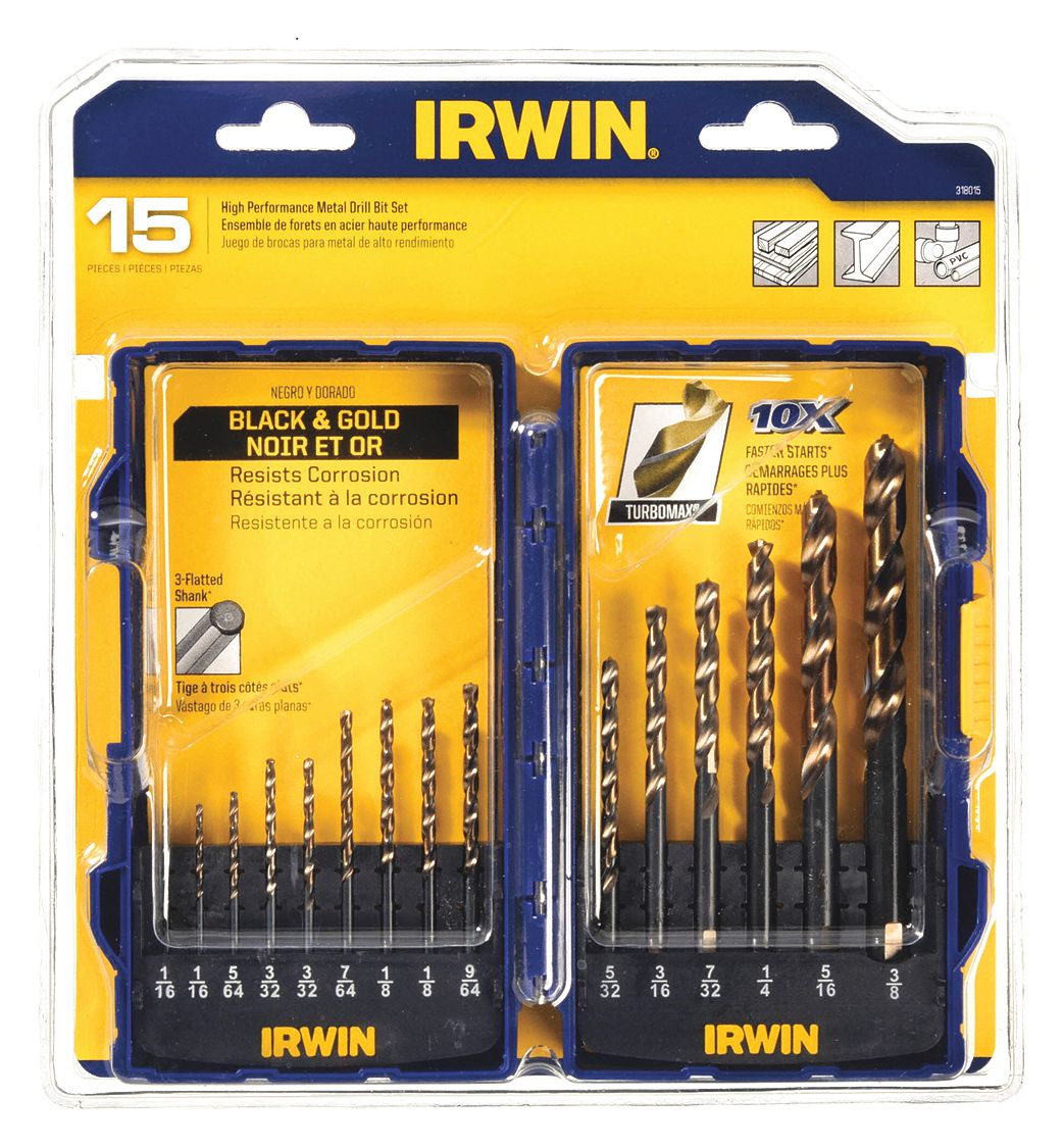 IRWIN, 1/16 in Smallest Drill Bit Size, 3/8 in Largest Drill Bit Size