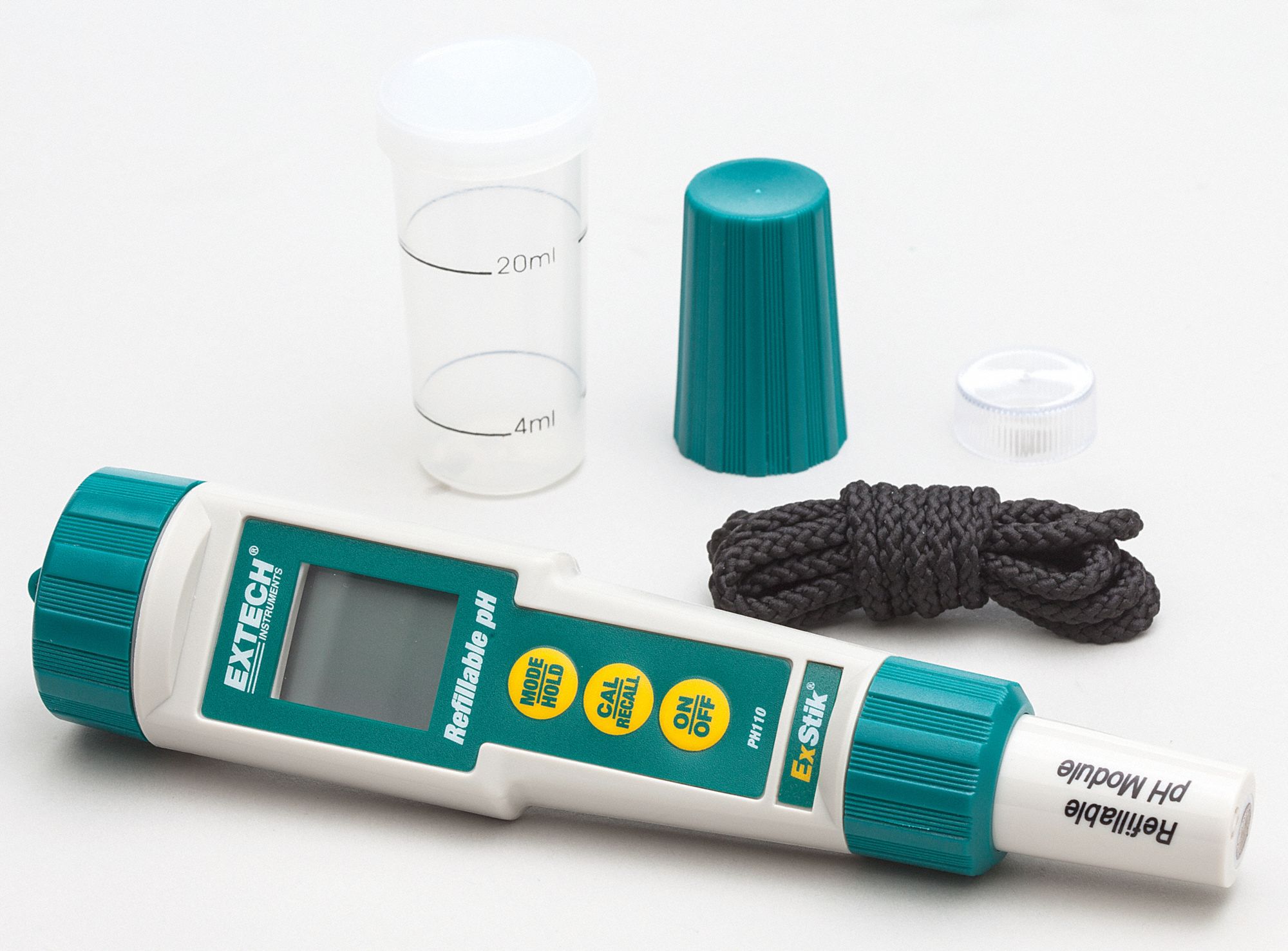 EXTECH pH Meter,WaterProof,Refillable 0.00 to 14.00, Auto Temp