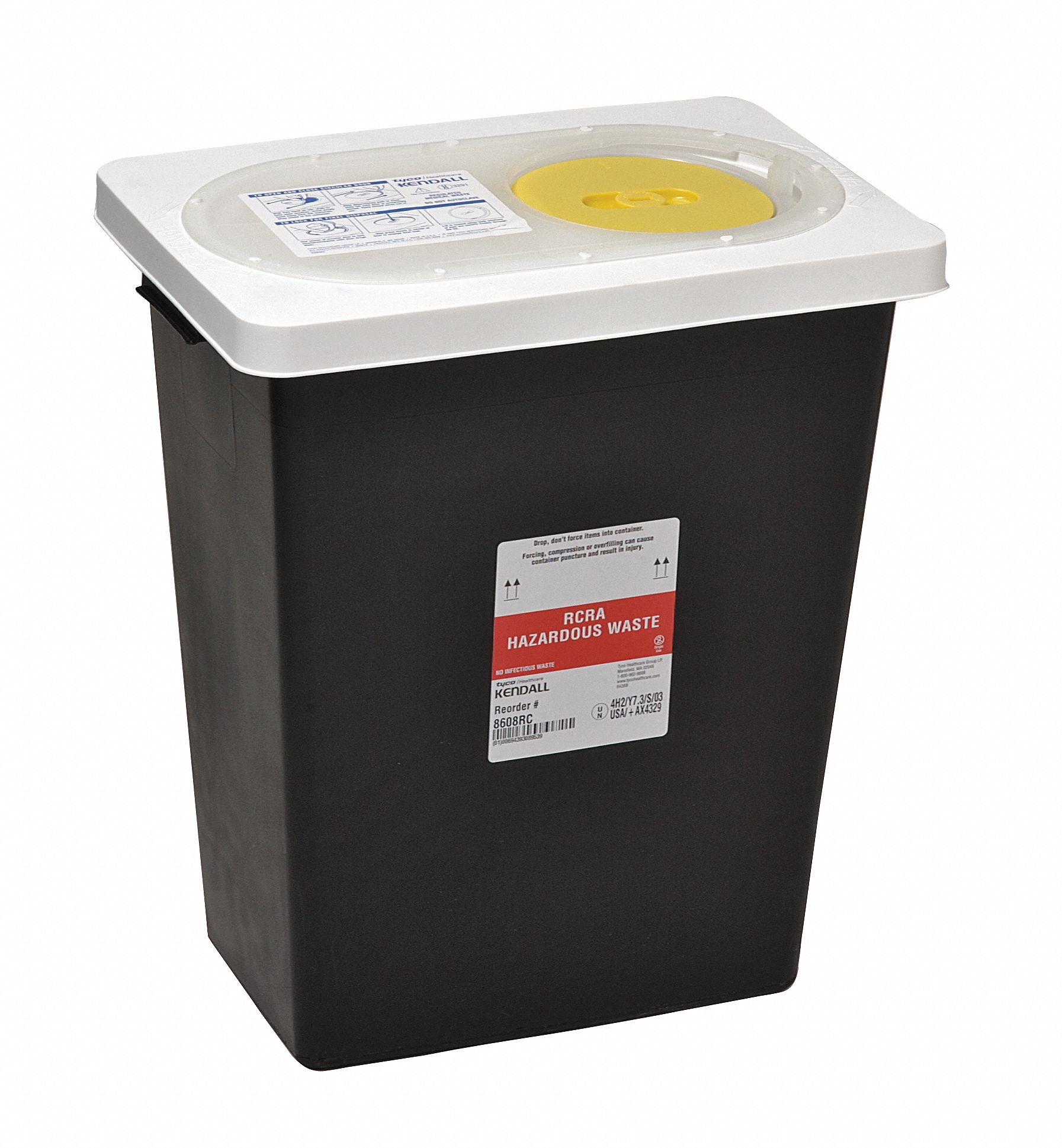 COVIDIEN, 8 gal Capacity, Plastic, Hazardous Waste Container 3UTA2