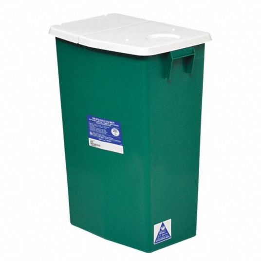 COVIDIEN Sharps Container, Hinged Lid Type, 100 Recycled Polypropylene