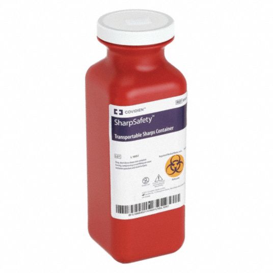 COVIDIEN, 0.375 gal Capacity, Red, Sharps Container 3UTE3STSC100909