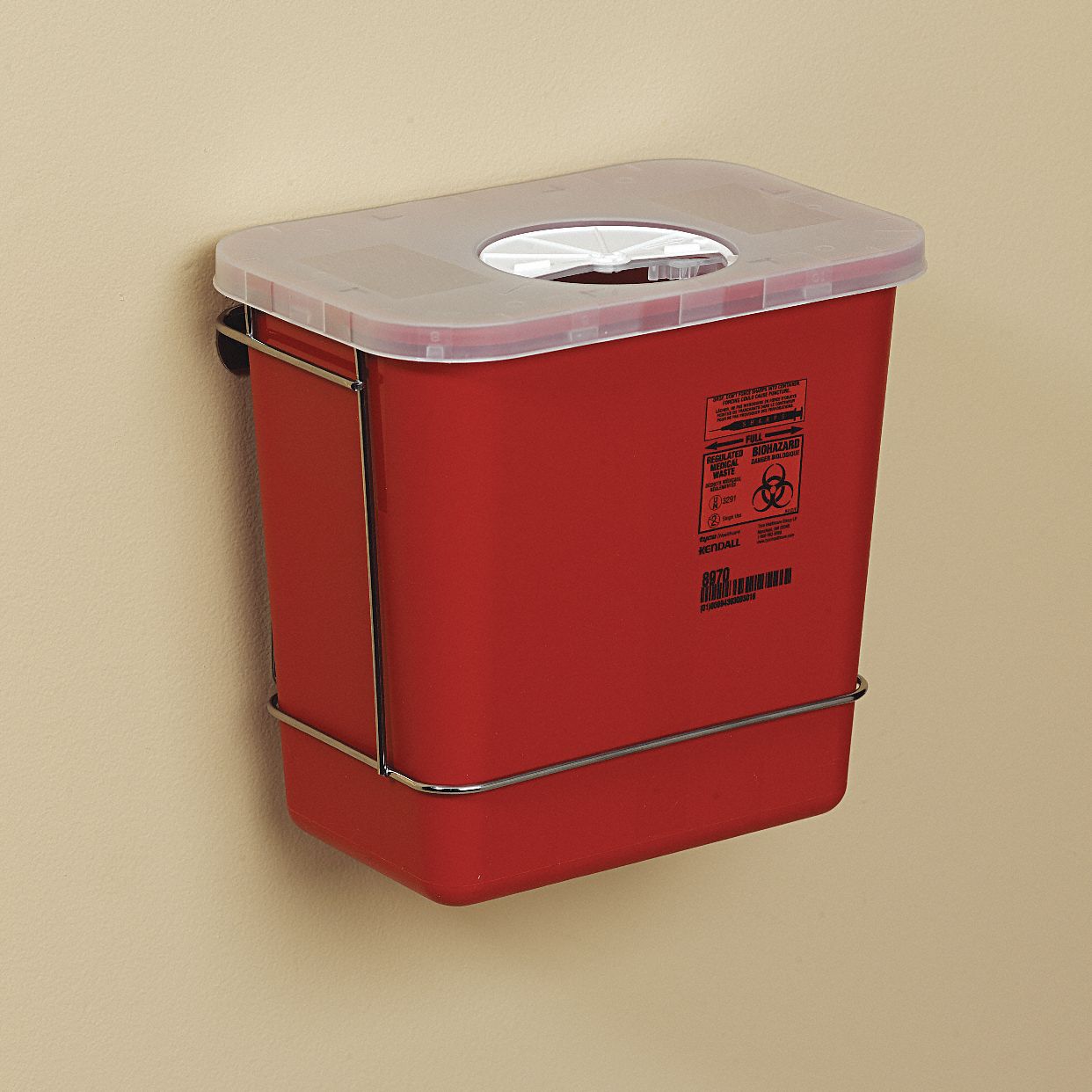 COVIDIEN Wall Mount Bracket Steel, 2 gal Sharps Containers, 7 1/2 in